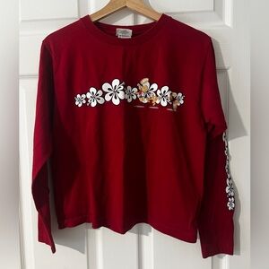 Vintage Junior’s Red Floral Long Sleeve Tee